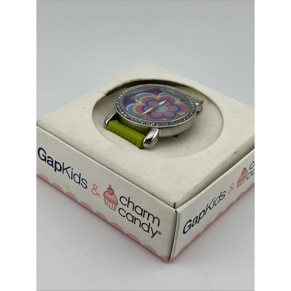 Gap Kids‎ Charm Candy Flower Dial Watch Green Silicone Band- New Battery